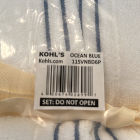 Simply Vera Vera Wang Signature Border 6 Piece Bath Towel Set Ocean Blue - Picture 4 of 4